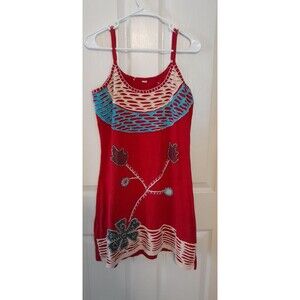 Rising International Large Boutique Hippie Red Midi With Embroidery. B15